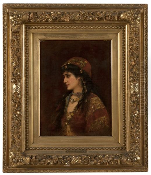 Portrait Of A Gypsy Woman Oil Painting by Emile Eisman-Semenowsky