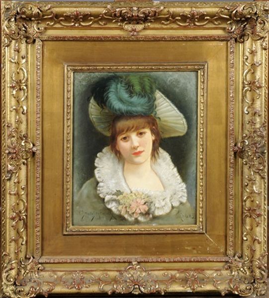 Elegante Au Chapeau Oil Painting by Emile Eisman-Semenowsky