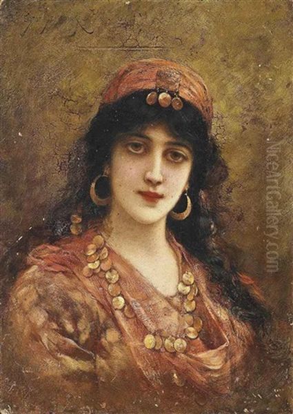 An Eastern Beauty Oil Painting by Emile Eisman-Semenowsky