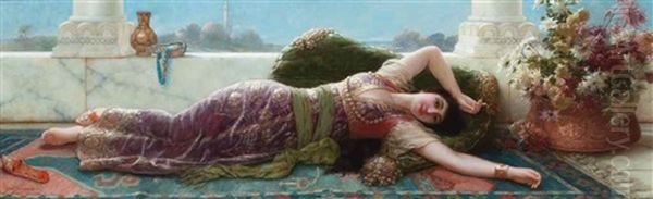 L'odalisque Oil Painting by Emile Eisman-Semenowsky