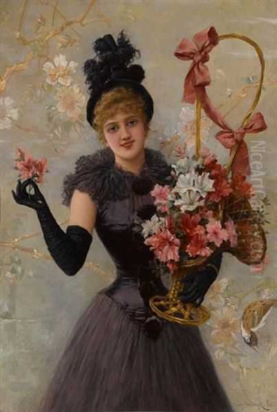 The Bouquet Oil Painting by Emile Eisman-Semenowsky