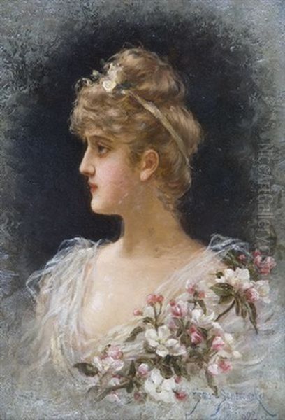 Portrait D'elegante Oil Painting by Emile Eisman-Semenowsky