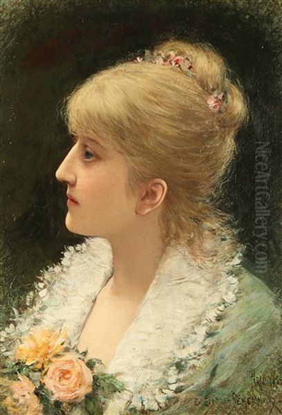 Portrait Of A Young Woman Oil Painting by Emile Eisman-Semenowsky