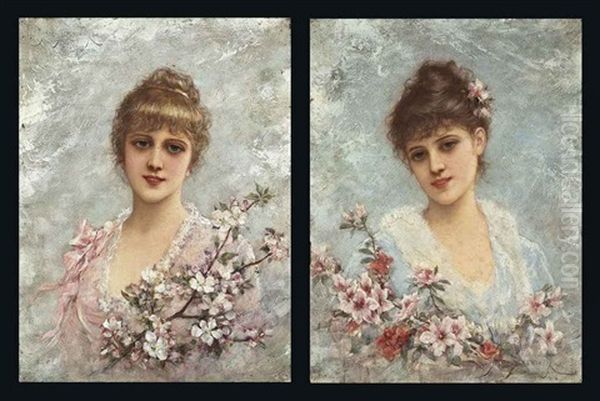 Maidens Of Spring (pair) Oil Painting by Emile Eisman-Semenowsky