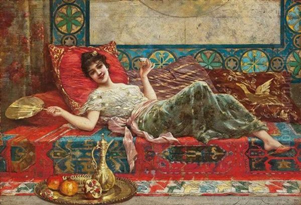 Refreshments In The Harem Oil Painting by Emile Eisman-Semenowsky