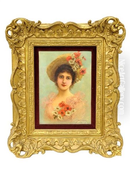 Portrait Of A Woman Oil Painting by Emile Eisman-Semenowsky