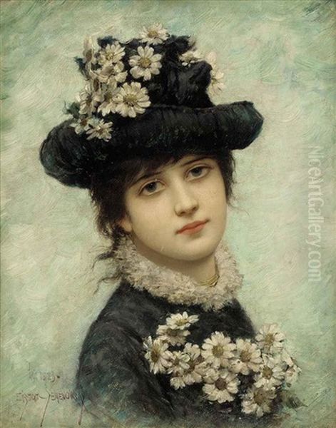 A Young Beauty Oil Painting by Emile Eisman-Semenowsky