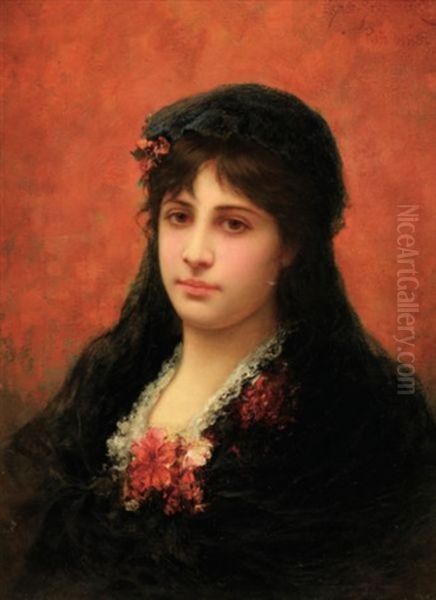 Portrait D'une Espagnole Oil Painting by Emile Eisman-Semenowsky