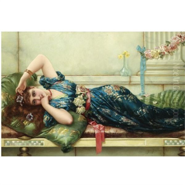 Reclining Odalisque Oil Painting by Emile Eisman-Semenowsky