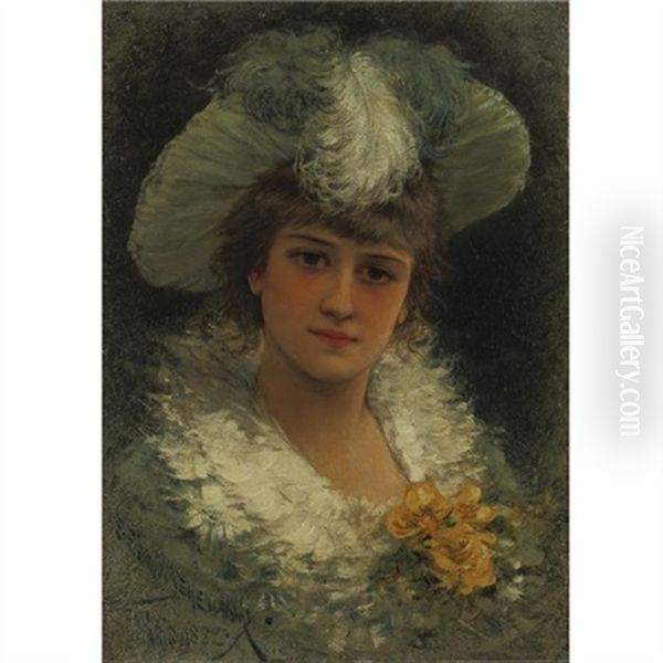 A Parisienne Beauty Oil Painting by Emile Eisman-Semenowsky