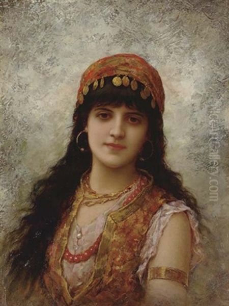 An Oriental Beauty Oil Painting by Emile Eisman-Semenowsky