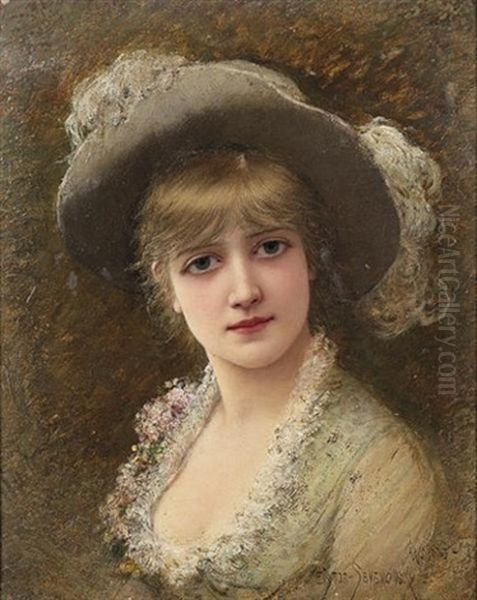 A Society Beauty Oil Painting by Emile Eisman-Semenowsky