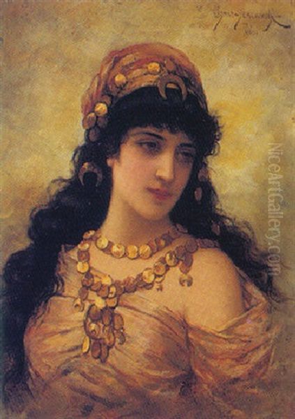 Portrait Of An Ottoman Girl Oil Painting by Emile Eisman-Semenowsky