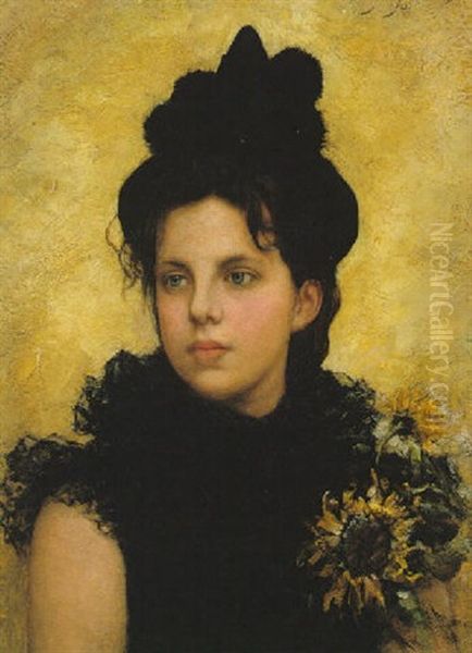 Portrait Of A Young Girl Oil Painting by Emile Eisman-Semenowsky