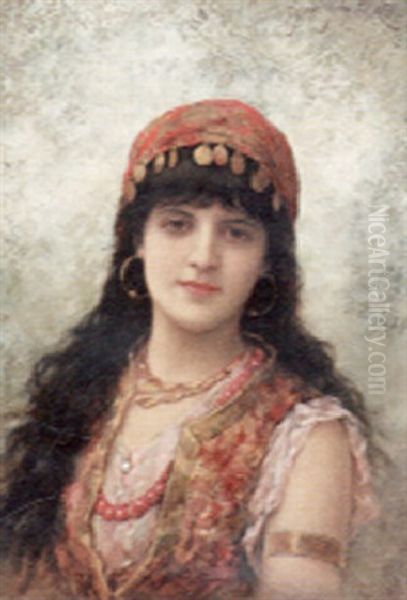 A Turkish Lady Oil Painting by Emile Eisman-Semenowsky