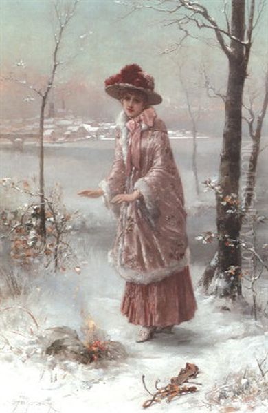 Winter Oil Painting by Emile Eisman-Semenowsky