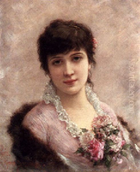 A Turkish Lady Oil Painting by Emile Eisman-Semenowsky