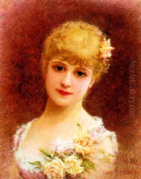 Young Blonde Girl Oil Painting by Emile Eisman-Semenowsky