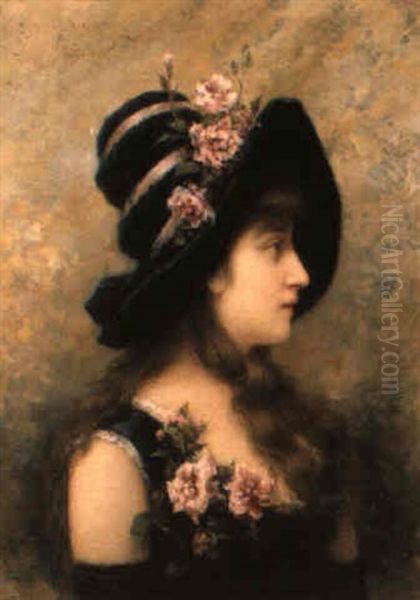 Le Chapeau Fleuri Oil Painting by Emile Eisman-Semenowsky