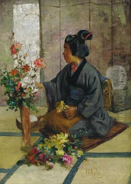 Floral Arrangement Oil Painting by John (Charles) Arter