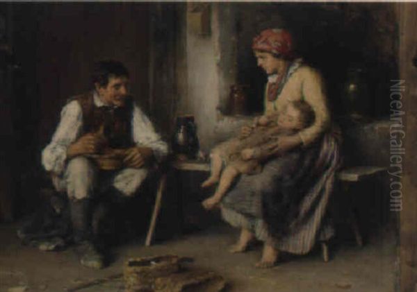 Familienszene Oil Painting by Franz Ejsmond