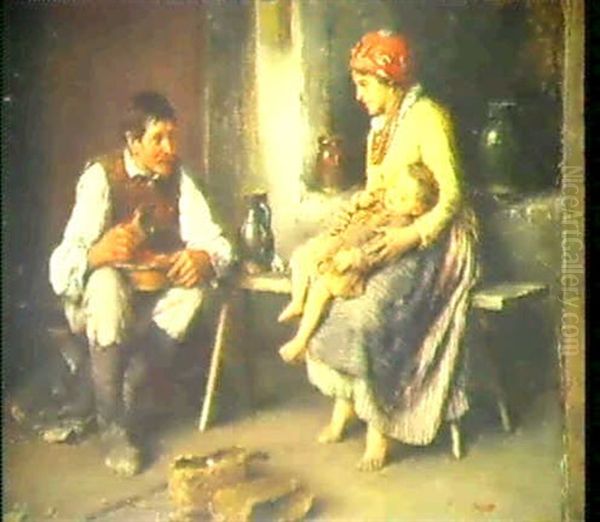 Familienidyll Oil Painting by Franz Ejsmond