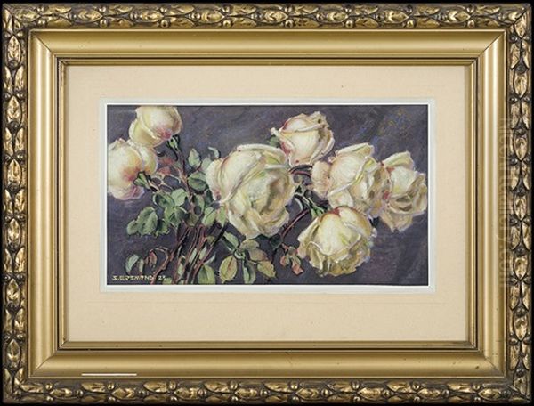 White Roses Oil Painting by Stanislaw Ejsmond