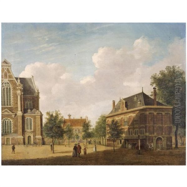 The Westerhal Near The Westerkerk In Amsterdam Oil Painting by Jan Ekels the Elder