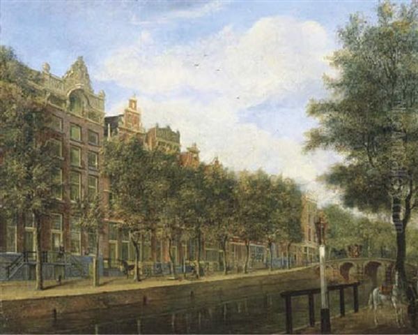 The Herengracht, Amsterdam, Looking Towards The Hartenstraat Oil Painting by Jan Ekels the Elder