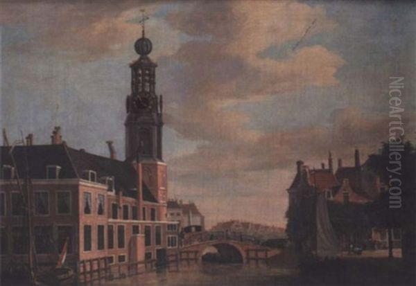 The Munt Tower And The Singel, Amsterdam Oil Painting by Jan Ekels the Younger