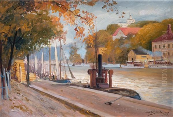 View From River Aura Oil Painting by John Rafael Ekelund