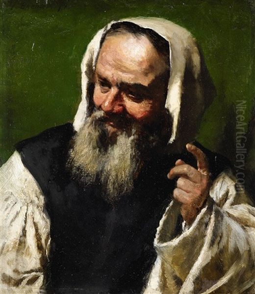 Portrait Of A Man In A Smock Oil Painting by Jahn Ekenaes