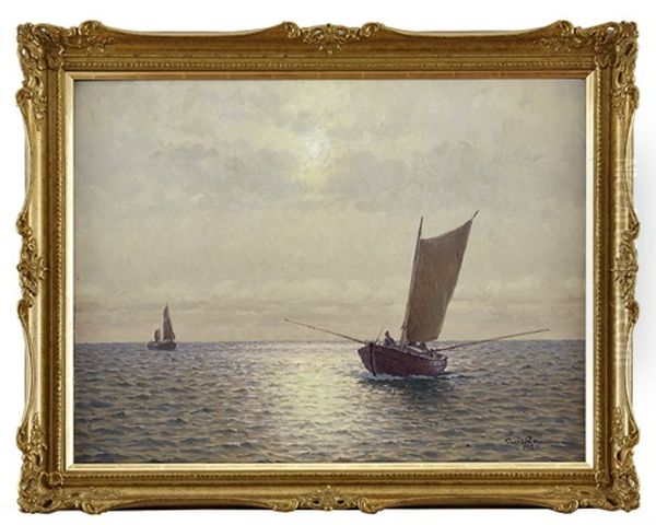 Fiskebatar Till Havs Oil Painting by Emil Gotthard Ekman