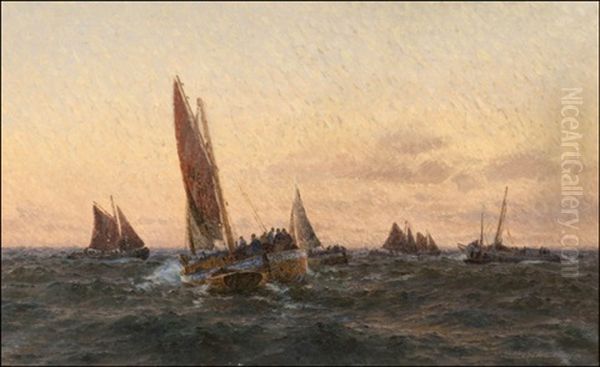 Fishing Boats Returning Oil Painting by Emil Gotthard Ekman