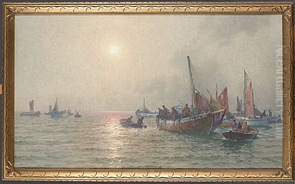 Fiskeskutor Oil Painting by Emil Gotthard Ekman