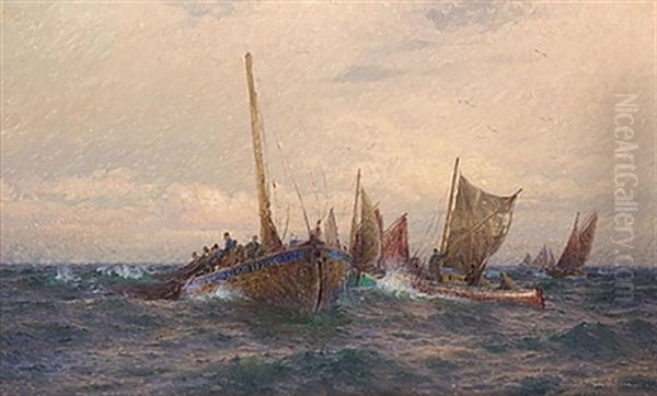 Fiskeflotta Oil Painting by Emil Gotthard Ekman