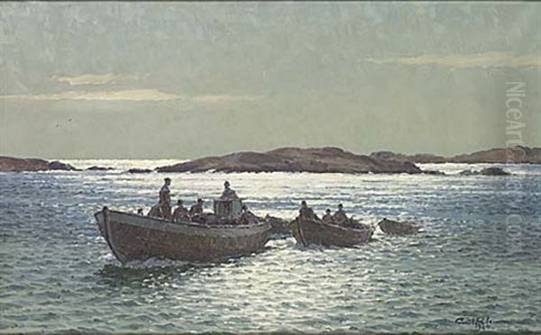 Fiskarfange Oil Painting by Emil Gotthard Ekman