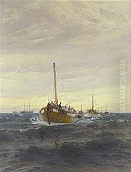 Till Fisket Oil Painting by Emil Gotthard Ekman