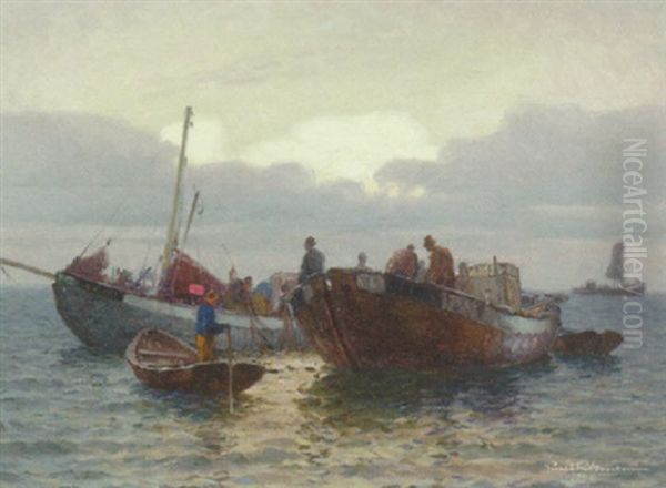 Sildefiskeri Oil Painting by Emil Gotthard Ekman