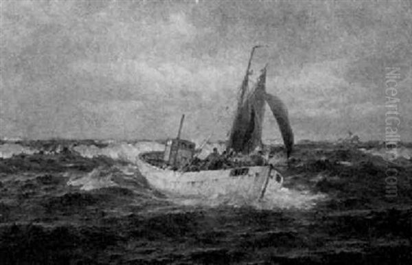 Fiskebat Fran Skagen Oil Painting by Emil Gotthard Ekman