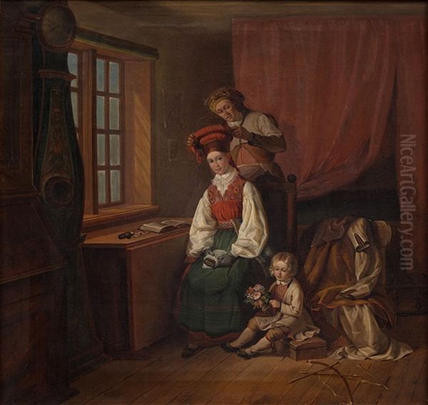 Brudkladning Oil Painting by Robert Wilhelm Ekman