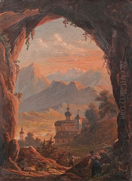 A Monastery In The Mountains Oil Painting by Robert Wilhelm Ekman