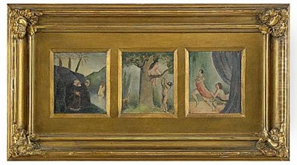 Susanna Och Gubbarna, Syndafallet Och Potifars Hustru (triptych) Oil Painting by Sven Ekstedt