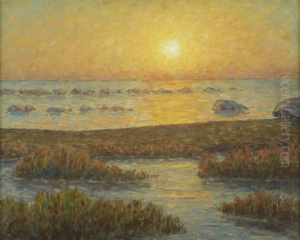 Solnedgang Oil Painting by Per Ekstroem