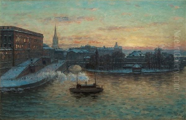 The Royal Palace In Stockholm Oil Painting by Per Ekstroem