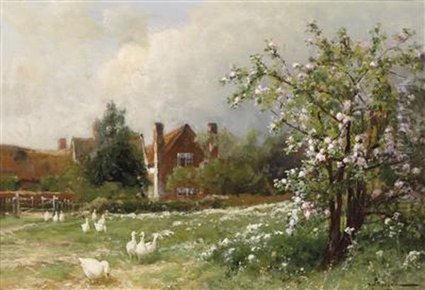 Idyllic Spring Scene Oil Painting by W. Redgate Arthur