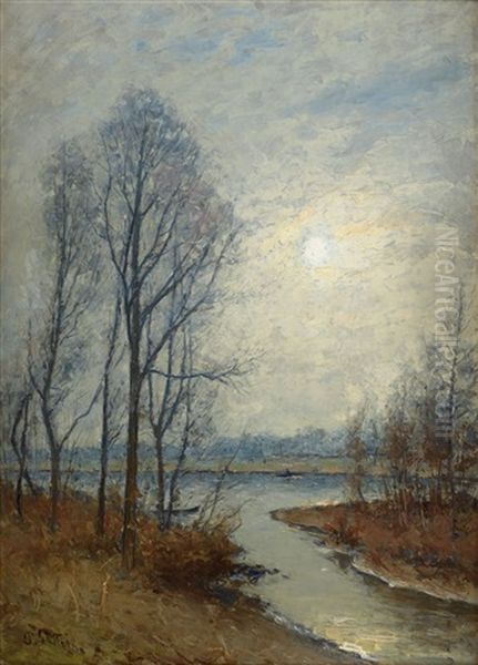 Landskap Med Vattendrag Oil Painting by Per Ekstroem