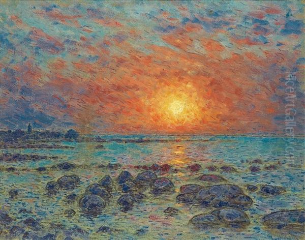 Sunset Oil Painting by Per Ekstroem