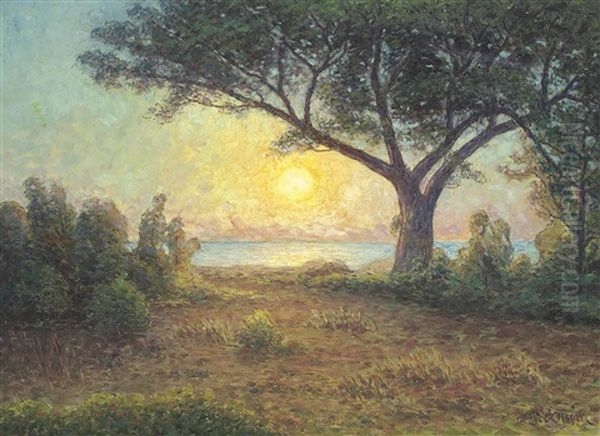 Sunset Oil Painting by Per Ekstroem