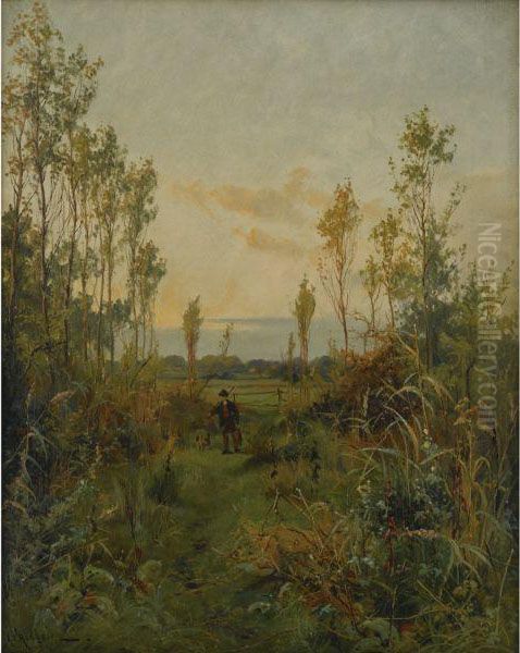 A Bridal Path Near Weston On Trent Oil Painting by W. Redgate Arthur